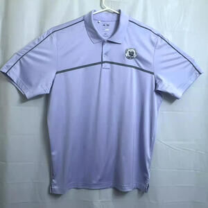 Adidas Golf Polo Shirt Men's Large Purple White Eagle Golf Course Silver Anniv.